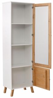 Rondo-vitrine Avec 1 Porte Vitrée Et 1 Tiroir En Mdf White / Natur