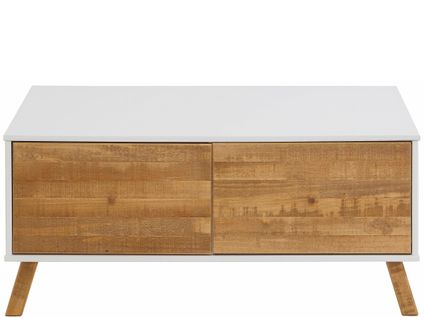 Rondo-table Basse à 2 Tiroirs En Pin Et Aspect Bois Blanc