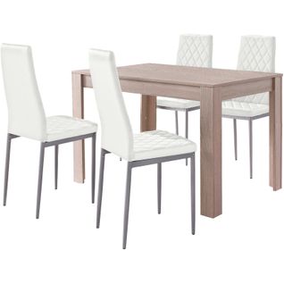 Lynn Et Brooke - Ensemble De Table à Manger 120x80 Cm Et 4 Chaises Blanc