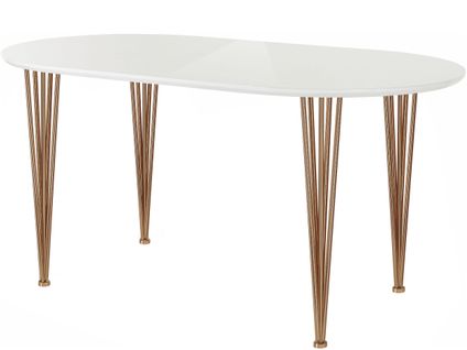 Elliot-table De Salle à Manger 160 cm Aspect Bois Blanc Brillant