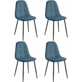 Luna-lot De 4 Chaises De Salle à Manger Tapissées En Pu Bleu
