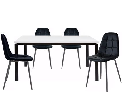 Sabine Et Luna-ensemble De Table à Manger 160x90 Cm Et 4 Chaises Noir