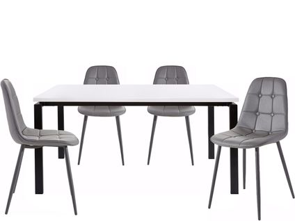 Sabine Et Luna-ensemble De Table à Manger 160x90 Cm Et 4 Chaises Gris
