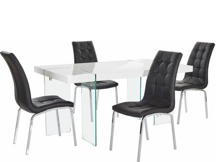 Travis Et Lila-ensemble De Table à Manger 160x90 Cm Et 4 Chaises Noir