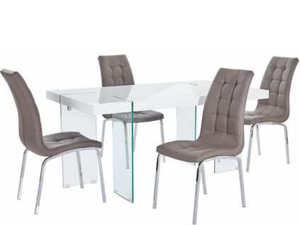 Travis Et Lila-ensemble De Table à Manger 160x90cm Avec 4 Chaises En Cappuccino