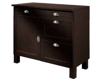 Toscana-meuble à Une Porte Et Quatre Tiroirs En Pin Brun Foncé