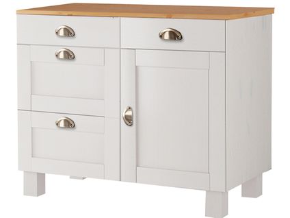 Toscana-meuble 1 Porte Et 4 Tiroirs D:60 En Blanc Miel