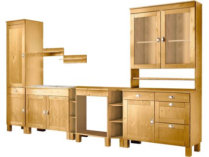 Toscana-grand Ensemble De Cuisine 7 Pièces En Bois De Pin Cire Tachée