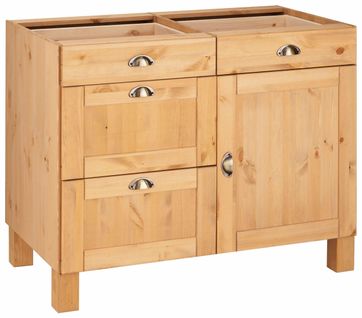 Oslo-meuble De Cuisine En Pin Avec 1 Porte Et 4 Tiroirs, Teinté/ciré