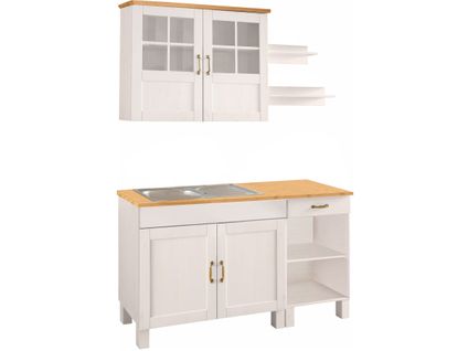 Ensemble De Cuisine 5 Pièces En Bois De Pin S Au Miel Blanc