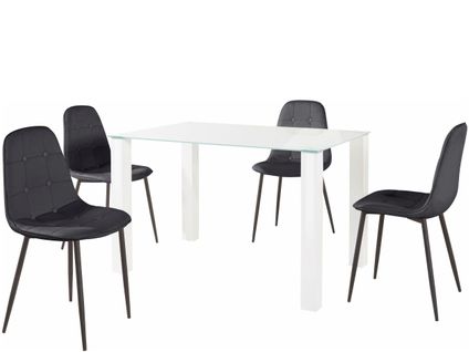 Norma-ensemble De Table à Manger 120x80cm Avec 4 Chaises En Noir