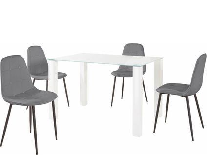 Norma-ensemble De Table à Manger 120x80cm Avec 4 Chaises En Gris