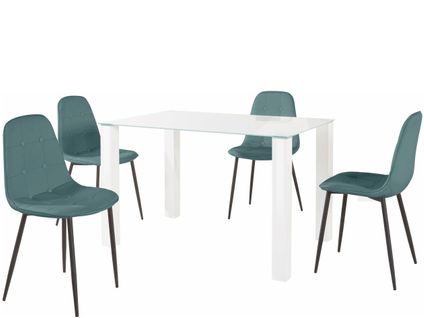 Norma-ensemble De Table à Manger 120x80cm Avec 4 Chaises En Bleu