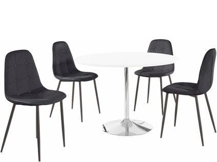 Tumpet Et Luna-ensemble De Table à Manger 110cm Avec 4 Chaises En Noir