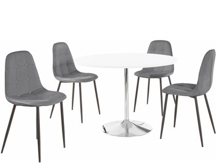 Tumpet Et Luna-ensemble De Table à Manger 110cm Avec 4 Chaises En Gris