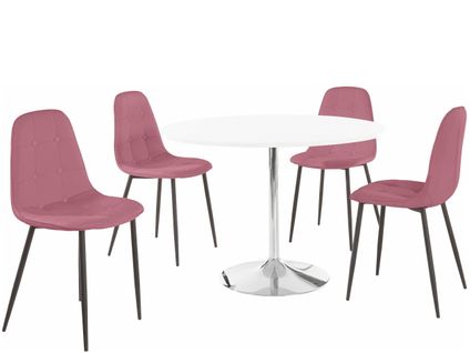 Tumpet Et Luna-ensemble De Table à Manger 110cm Avec 4 Chaises En Rose