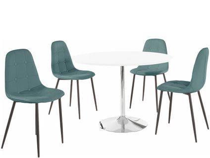 Tumpet Et Luna-ensemble De Table à Manger 110cm Avec 4 Chaises En Bleu