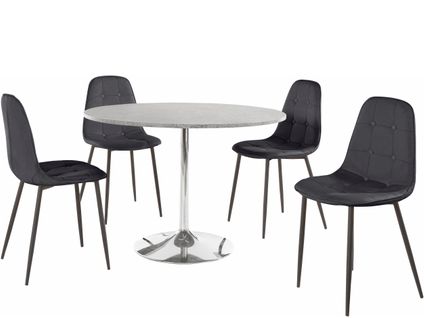 Tumpet Et Luna-ensemble De Table à Manger 110cm Avec 4 Chaises En Noir