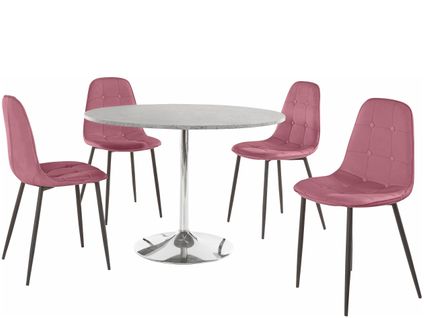 Tumpet Et Luna-ensemble De Table à Manger 110cm Avec 4 Chaises En Rose