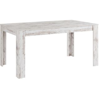Lynn - Table à Manger En Effet Bois Blanc Antique 8 Personnes L160