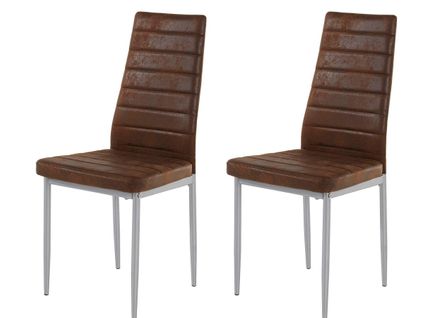 Kate-lot De 2 Chaises De Salle à Manger Rembourrées En Microfibre Marron