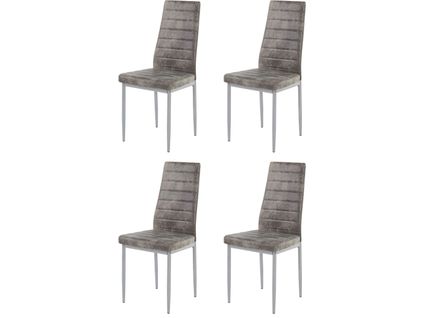 Kate-lot De 4 Chaises De Salle à Manger Rembourrées En Micro. Gris Clair