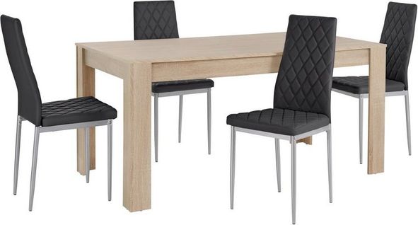 Lynn Et Brooke - Ensemble De Table à Manger 160x90 Cm Et 4 Chaises Noir