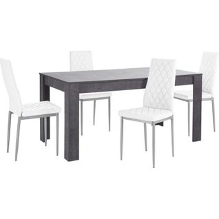 Lynn Et Brooke - Ensemble De Table à Manger 160x90 Cm Et 4 Chaises Blanc