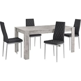 Lynn Et Brooke - Ensemble De Table à Manger 160x90 Cm Et 4 Chaises Noir