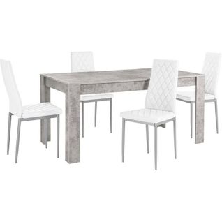 Lynn Et Brooke - Ensemble De Table à Manger 160x90 Cm Et 4 Chaises Blanc