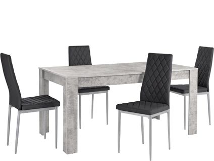 Lynn Et Brooke - Ensemble Table à Manger 160x90cm Avec 4 Chaises En Noir