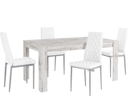 Lynn Et Brooke - Ensemble De Table à Manger 160x90 Cm Et 4 Chaises Blanc