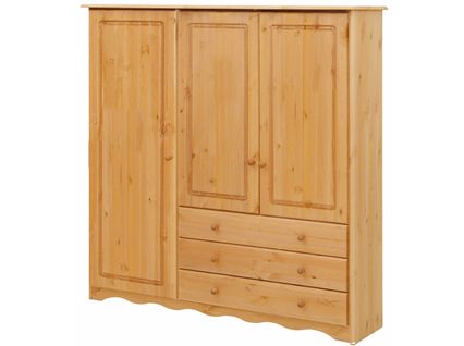 Minik - Armoire Avec 3 Portes Et 3 Tiroirs En Pin Naturel