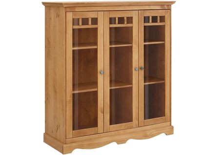 Melissa-vitrine 3 Portes Vitrées En Cire Teintée Pin