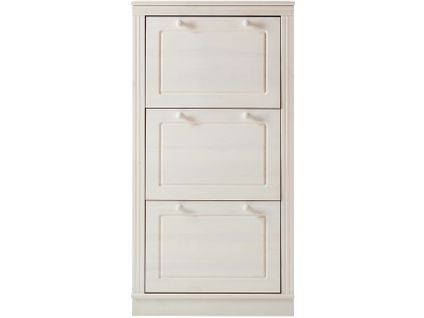 Anita - Meuble à Chaussures Avec 3 Portes Battantes En Pin Blanc