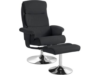 Boston-fauteuil Inclinable Avec Repose-pieds En Pu Noir