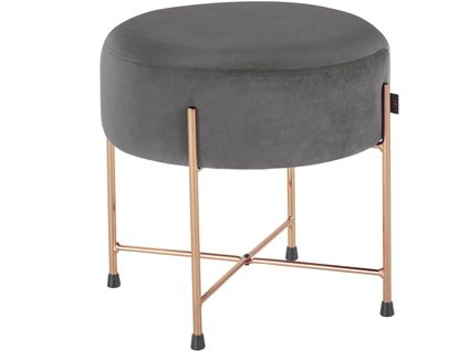 Gerd-pouf Rond De 40 Cm En Velours Gris Doré