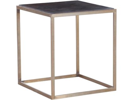 Ulrich-table D'appoint En Laiton Antique / Aspect Noyer