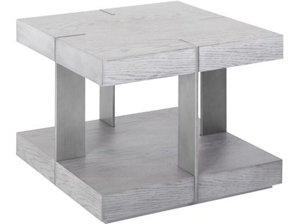 Verrazano-table Basse 50 Cm Aspect Bois Gris Argenté