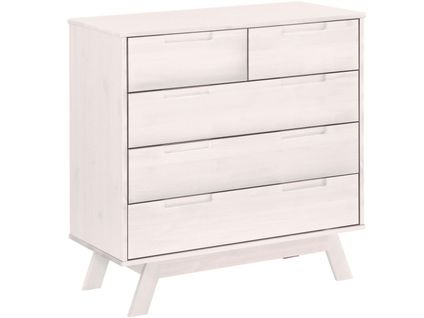 Ohio-commode à 3 Petits Et 2 Grands Tiroirs En Pin Blanc