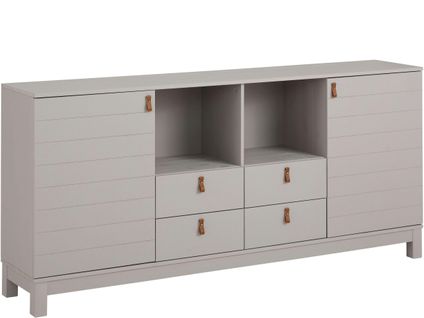 Ella-buffet à 2 Portes Et 4 Tiroirs En Pin Gris