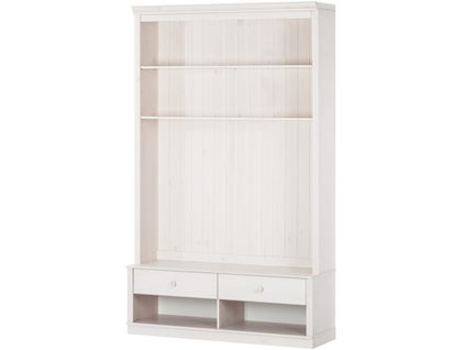 Anita-meuble Mural Avec Bibliothèque + Meuble Bas à 2 Tiroirs En Pin Blanc