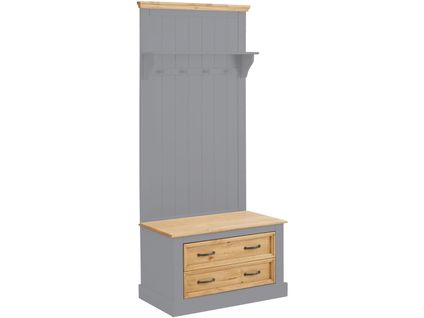 Selma-armoire Avec 2 Tiroirs, 4 Crochets Et 1 Shaélf En Pin Gris