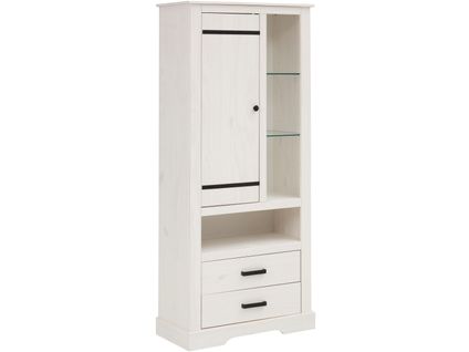 Loki-vitrine Avec 1 Porte Et 2 Tiroirs En Pin Blanc