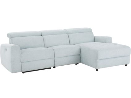 Capena-chaise Lounge Sofa 3 Places Droite Avec Fonction Électrique En Tissu Bleu Glacier