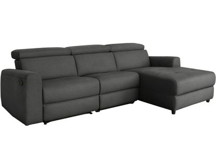 Capena-canapé 3 Places Chaise Longue Droit En Tissu Anthracite