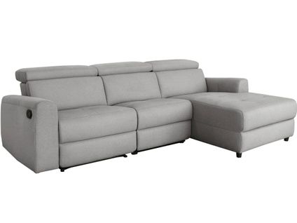 Capena-canapé 3 Places Chaise Longue Droit En Tissu Gris