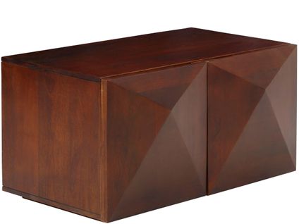 Diamond-table Basse à 2 Portes En Bois De Manguier Brun