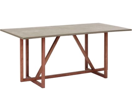 Beton-table De Salle à Manger 180 X 90 Cm En Bois De Manguier Couleur Béton