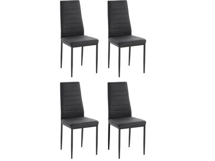 Sandy-lot De 4 Chaises De Salle à Manger Rembourrées En Pu Noir